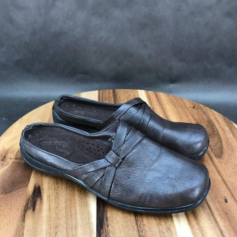 Easy Street Brown Faux Leather Clogs Slip On Shoes Womens Size 9